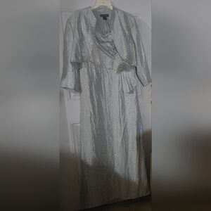 Silver/green Textured Dress with Beaded Accents SIZE 20W
